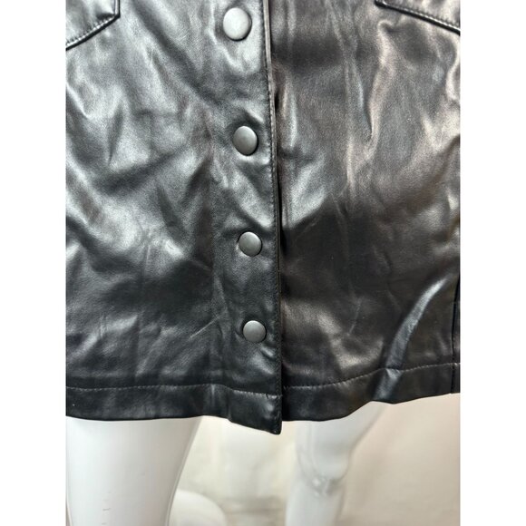 Sadie Robertson Collection Womens Black Faux Leather Mini Skirt Wild Blue Medium - Picture 10 of 16